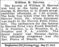 Stevens, William B.orWallaceB. (Funeral Notice -unmarked grave)